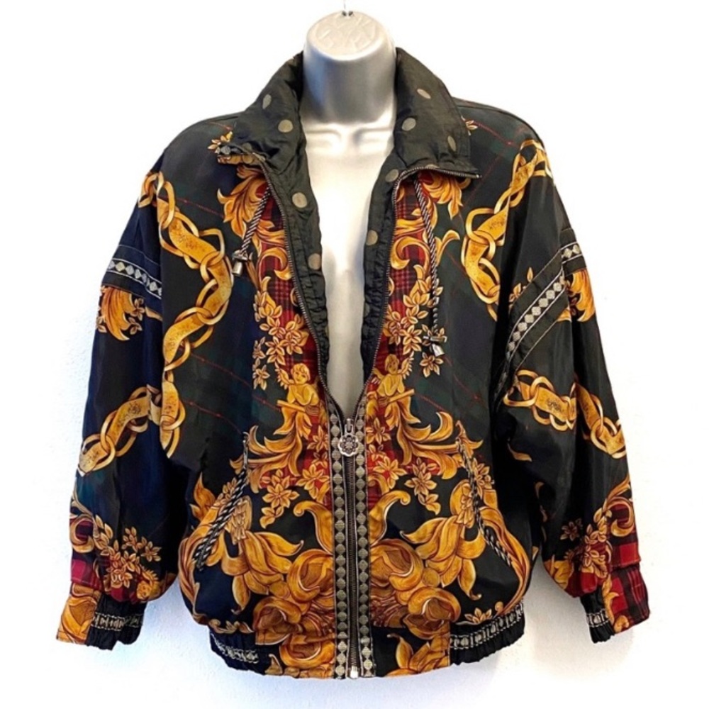 90s Vintage Baroque Bomber Jacket Size Small